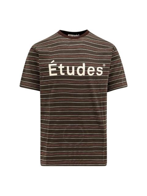 Etudes Brown Striped Wonder Logo T-Shirt