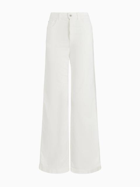 EMPORIO ARMANI J14 high-waisted, wide-leg palazzo trousers in garment-dyed corduroy