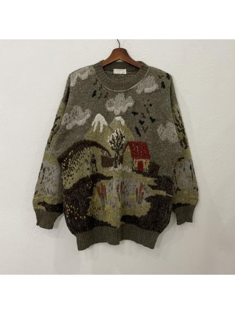 Other Designers Coloured Cable Knit Sweater - Vintage Karim Embroidery Village Motive Knitwear