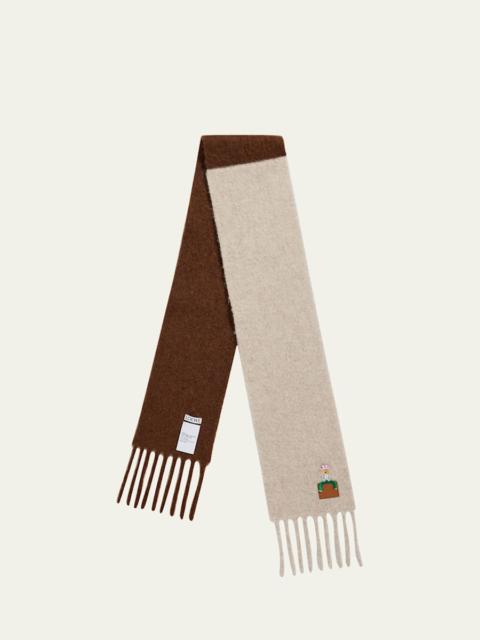 Loewe Embroidered Two-Tone Alpaca-Blend Scarf