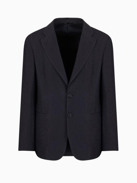 GIORGIO ARMANI Single-breasted jacket in a mesh-effect cupro blend