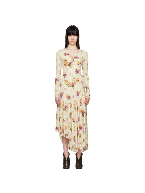 Acne Studios Beige Floral Midi Dress