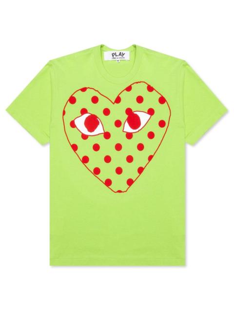 Comme des Garçons PLAY COMME DES GARCONS PLAY PASTELLE WOMEN'S POLKA DOT LOGO T-SHIRT - GREEN