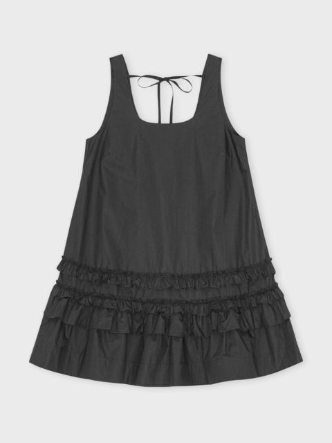 GANNI Dress Cotton Poplin U-neck Mini Black