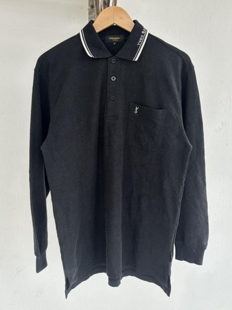 SAINT LAURENT YSL Vintage Pocket Tee Black Longsleeve Polo