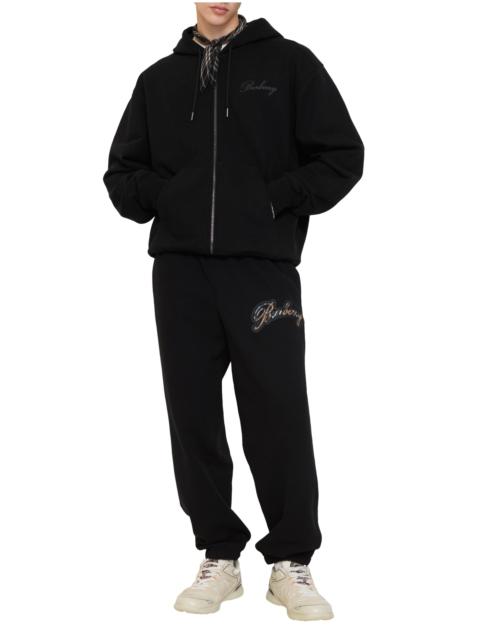 Burberry burberry Check Cursive Logo Cotton Jogging Pants in Black at Nordstrom