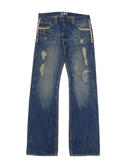 Other Designers Archival Clothing - FLARE JEANS SNUFF 247 DISTRESSED DENIM JEANS RARE