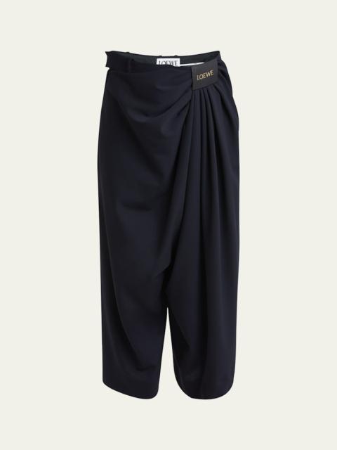 Loewe Cropped Draped Wool Trousers