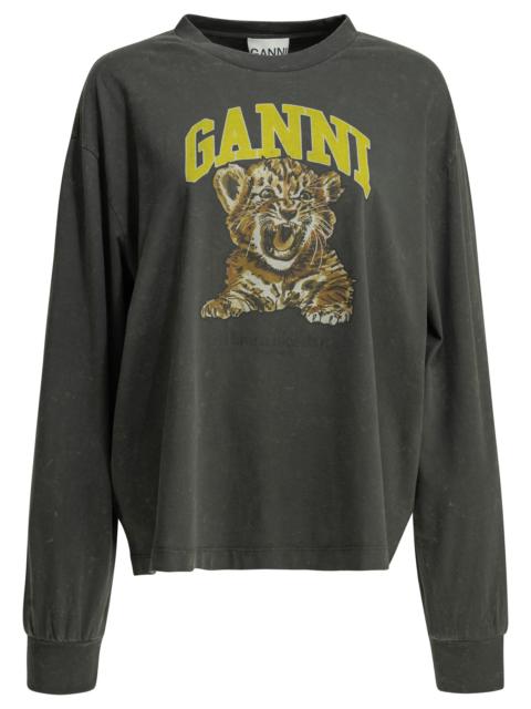 GANNI Ganni Tiger Crewneck T-shirt Black Women