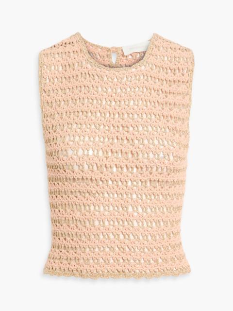 Zimmermann Cropped metallic crochet-knit cotton-blend top
