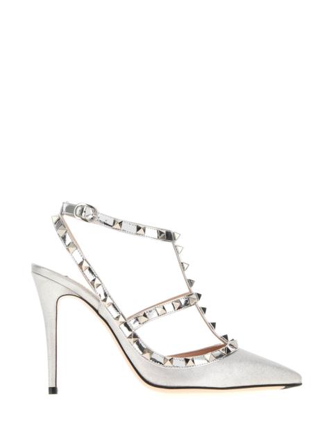 Valentino Silver fabric and leather Rockstud pumps