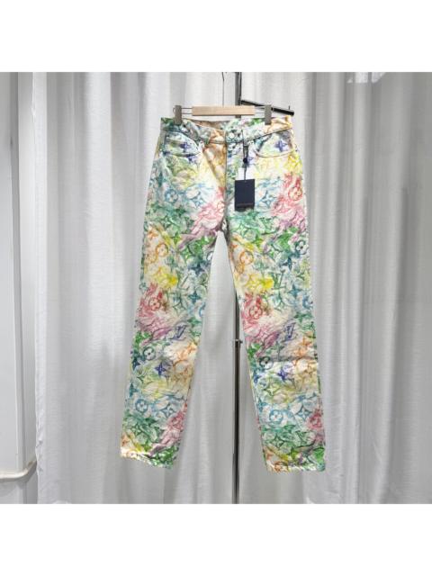 Louis Vuitton Louis Vuitton Denim Crayon Graffiti All-Over Print Monogram Straight-Leg Cotton Multicolor Pants