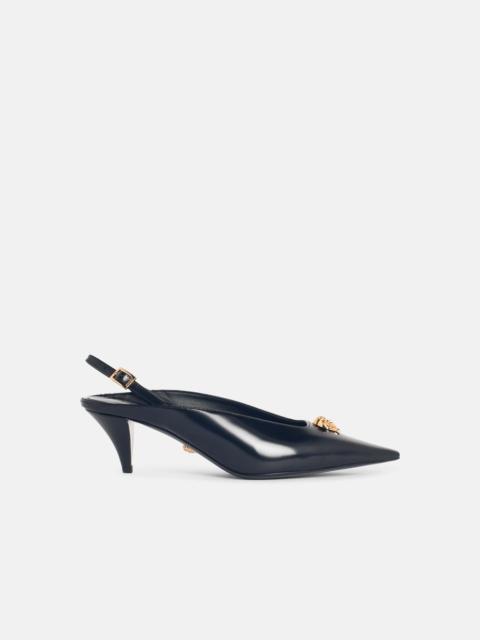 VERSACE 'LA MEDUSA' BLACK LEATHER SLINGBACKS