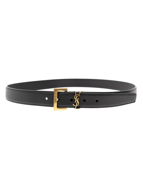 SAINT LAURENT Saint Laurent Men Soft Leather Belt With Gold Metal Buckle Man Ysl
