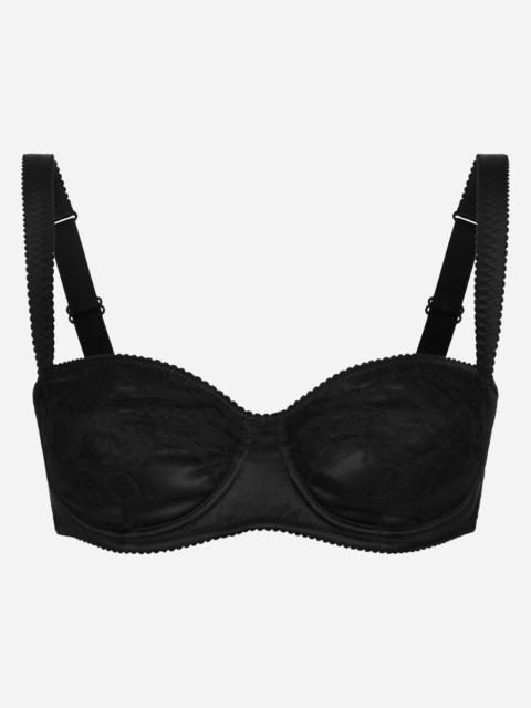 Dolce & Gabbana Satin balconette bra with lace detailing