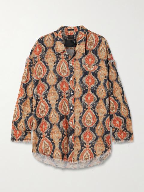 R13 Frayed Printed Cotton Shirt