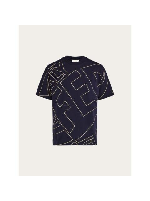 FERRAGAMO Ferragamo Men's Navy Cotton Short Sleeve Sweater