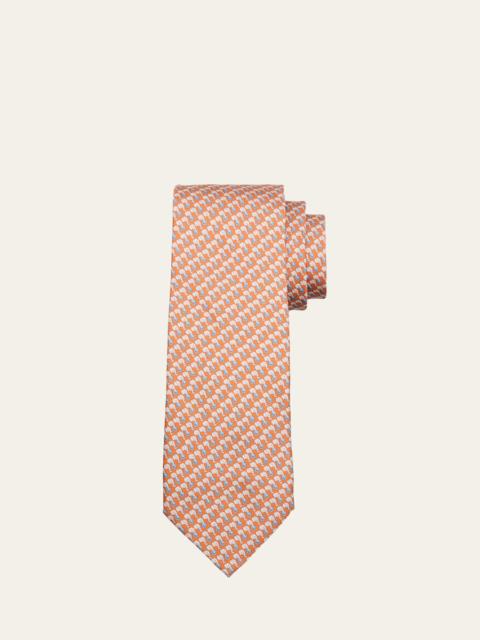 FERRAGAMO Men's Micro-Elephant and Gancio Print Tie