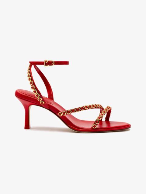 Larroudé Milanina Mini Sandal In Scarlet Leather
