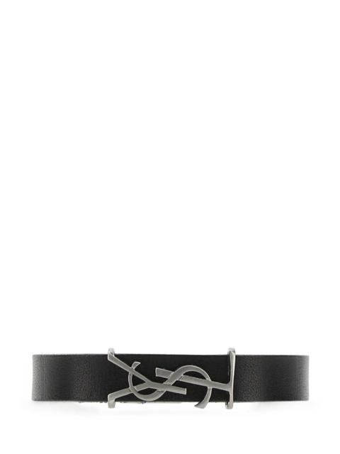 SAINT LAURENT Saint Laurent Men Black Leather Opyum Bracelet
