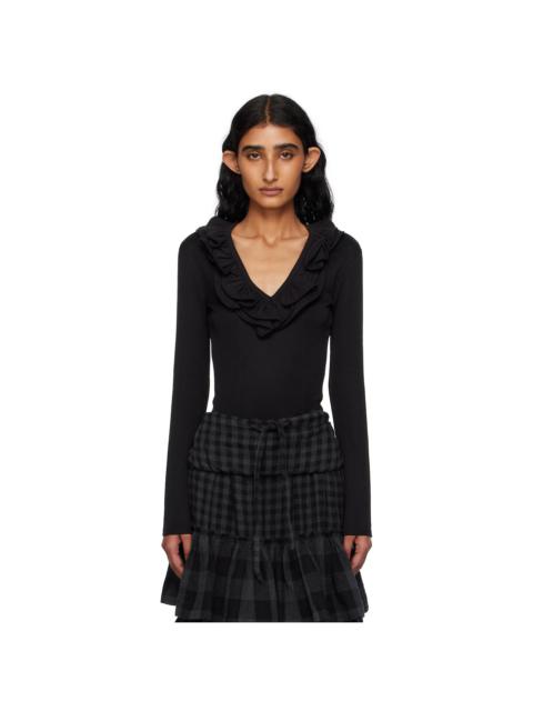 OPEN YY Black Ruffle Bodysuit