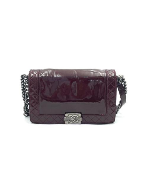 CHANEL Chanel No. 18 Patent Leather Burgundy Boy Bag