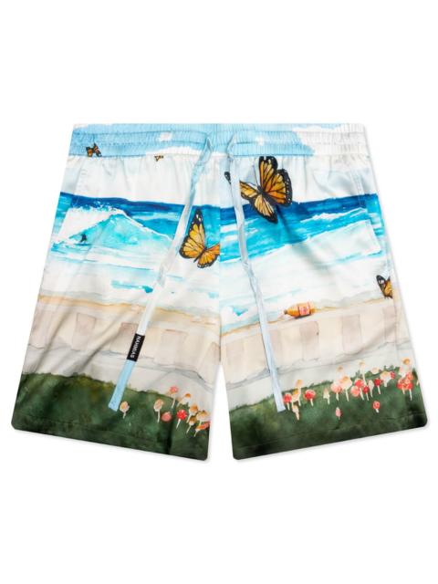 NAHMIAS BUTTERFLY BEACH SILK SHORTS - BLUE MULTI