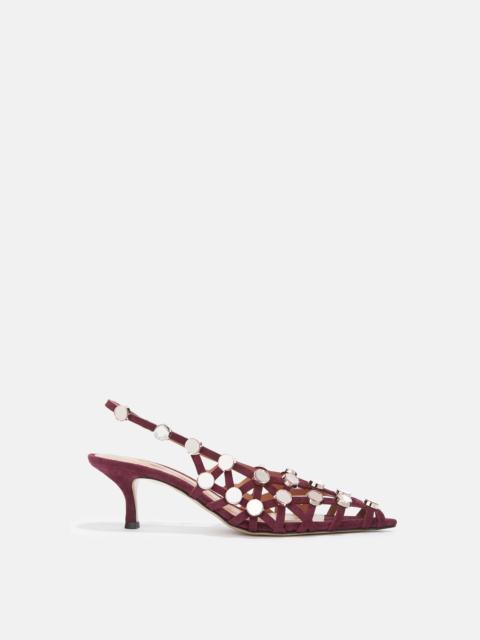 THE ATTICO ''GRID'' BURGUNDY AND LIGHT PINK SLINGBACK