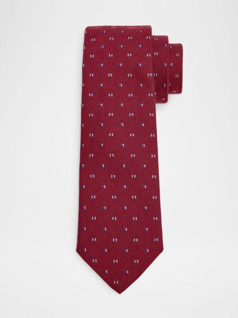 EMPORIO ARMANI Men's Bordeaux Micro-Jacquard Silk and Wool Tie