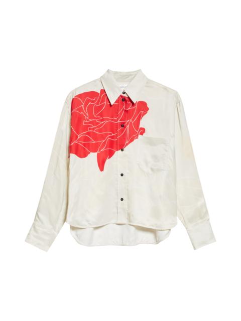 Victoria Beckham Victoria Beckham Long Sleeve Crop Button-Up Shirt in Shell Cardinal Red at Nordstrom