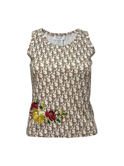 Dior CHRISTIAN DIOR Spring Summer 2005 Diorissimo Floral Embroidered Trotter Tank Top