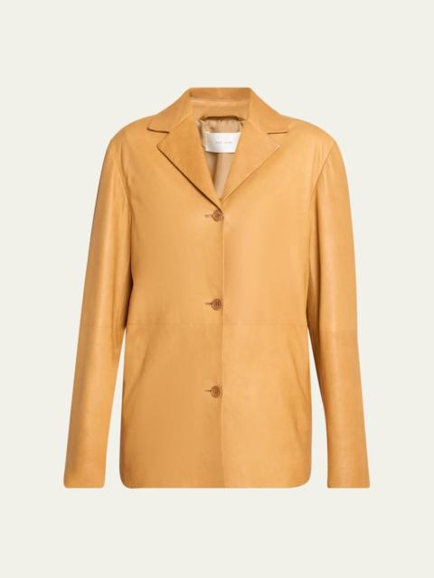 The Row Fabian Single-Breasted Leather Jacket