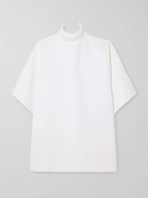 Oversized cotton-ponte turtleneck mini dress White