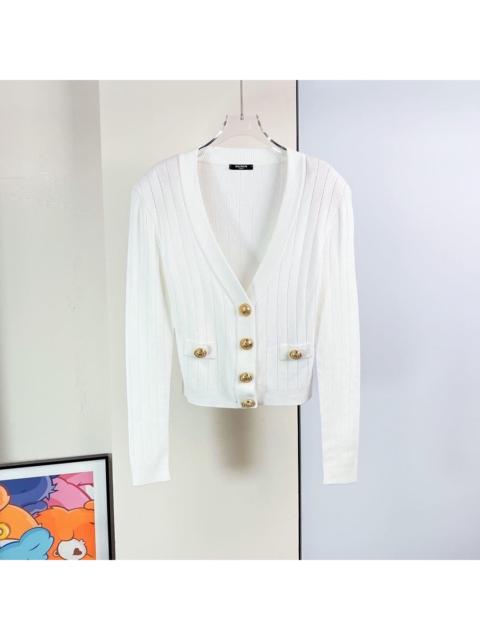 Balmain Balmain white knitted cardigan top