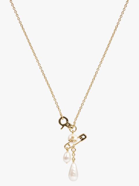 Vivienne Westwood CLAUDE SAFETY PEARL SMALL NECKLACE | GOLD/WHITE