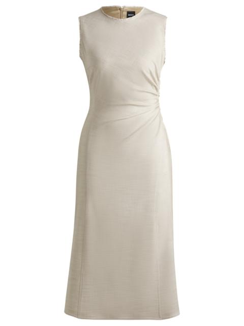 BOSS MELANGE DRESS WITH FRAYED AND GATHERED DETAILS