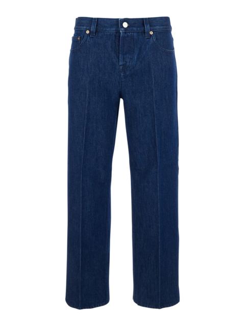 GUCCI Gucci Women Blue Jeans With Front Pences And Logo Patch On The Rear In Denim Woman