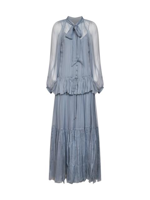 Chloé Chloé Women Light Blue Silk Muslin Fluid Maxi Dress