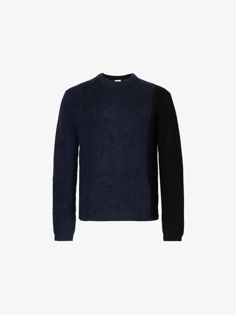 Round-neck rib-knit cotton and wool-blend jumper