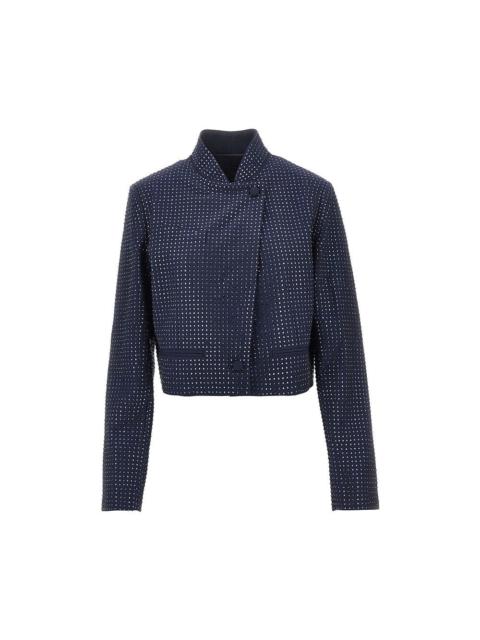 PINKO Pinko Strass-Embellished Cropped Jacket Blue