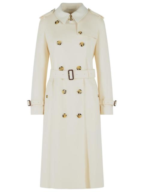 Burberry Burberry Kensington Cashmere Trench Coat Ivory White