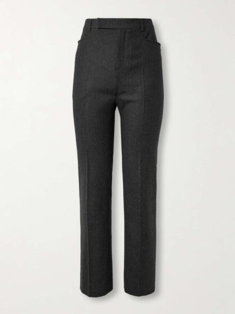 Straight-Leg Pinstriped Brushed Wool-Twill Suit Trousers