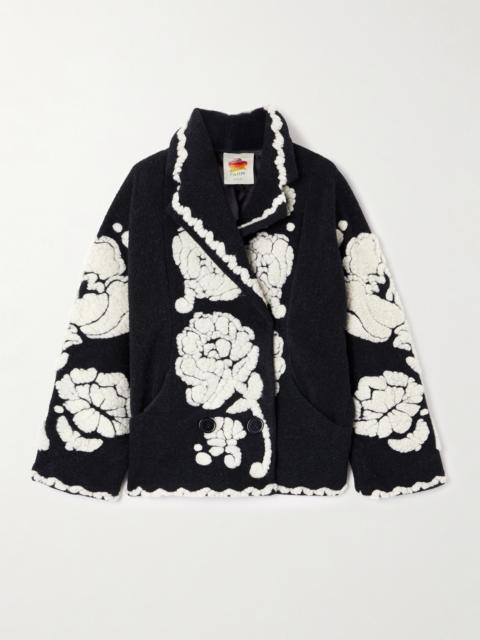 FARM RIO Double-breasted Fleece-jacquard Jacket