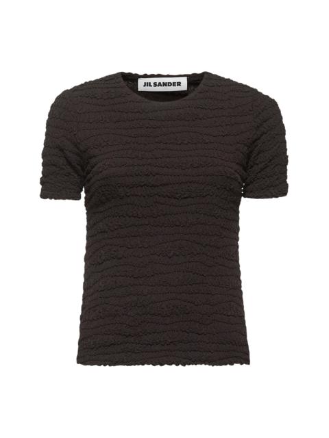 Jil Sander Brown embroidered crepe jersey T-shirt