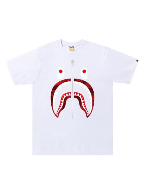 A BATHING APE® BAPE Color Camo Shark Tee 'White/Red'