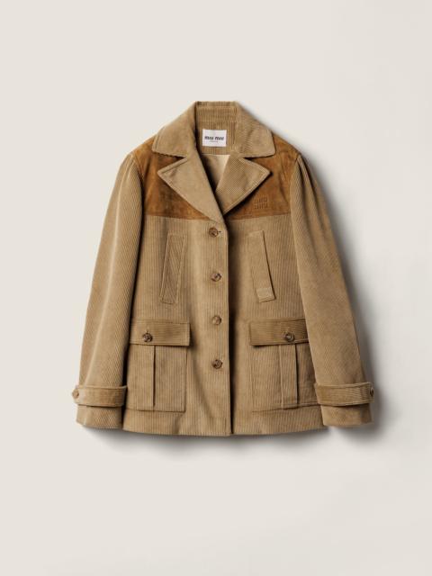 Miu Miu Single-breasted corduroy and leather jacket
