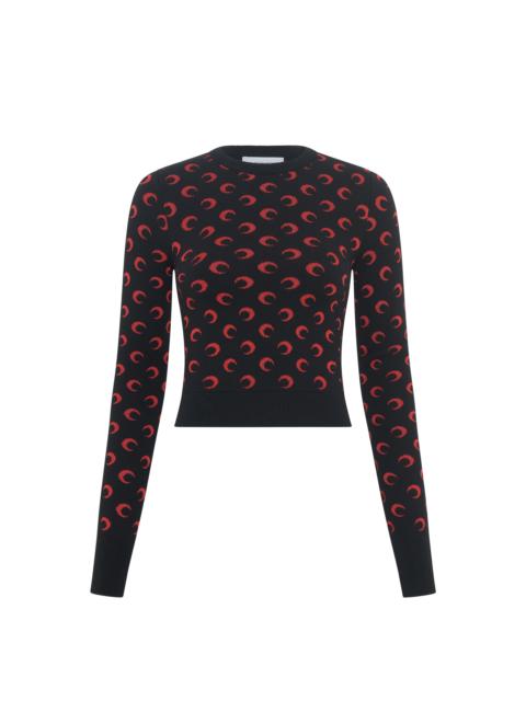 Marine Serre Moon Jacquard Knit Fitted Sweater
