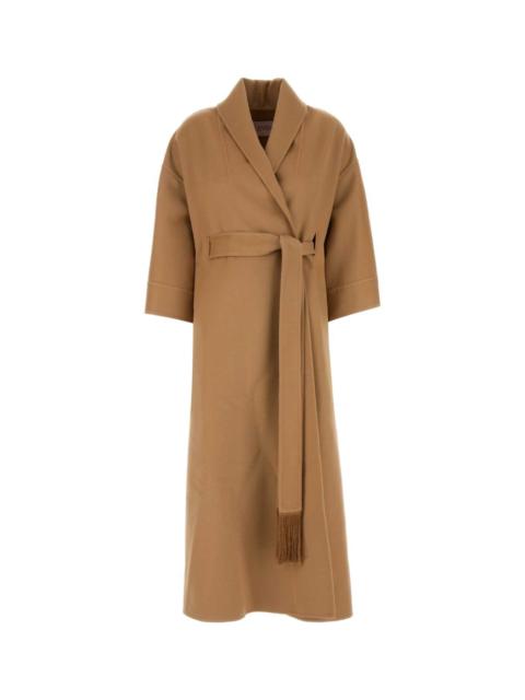 Valentino Garavani Women Camel Wool Blend Coat