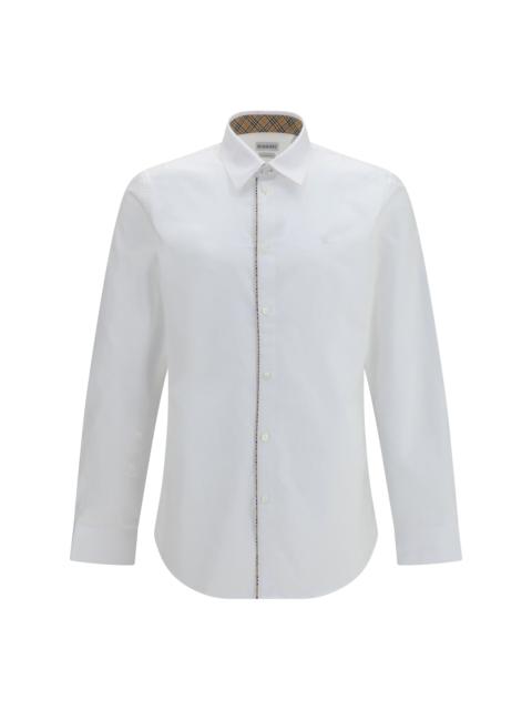 Burberry Burberry Cotton Shirt with Check Trims Optic White