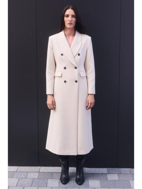 KAREN MILLEN Stripe Wool Double Breasted Tailored Maxi Coat